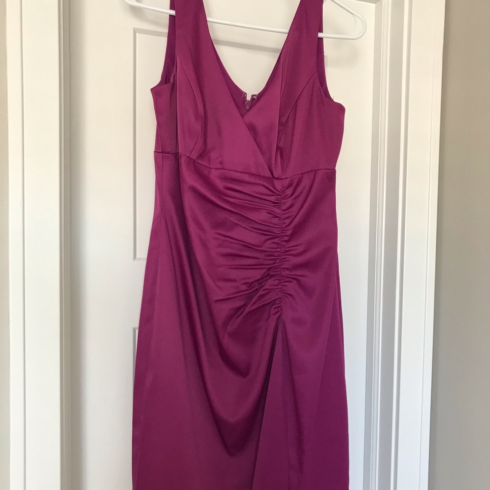 Semi formal ruched dress in gorgeous fuchsia